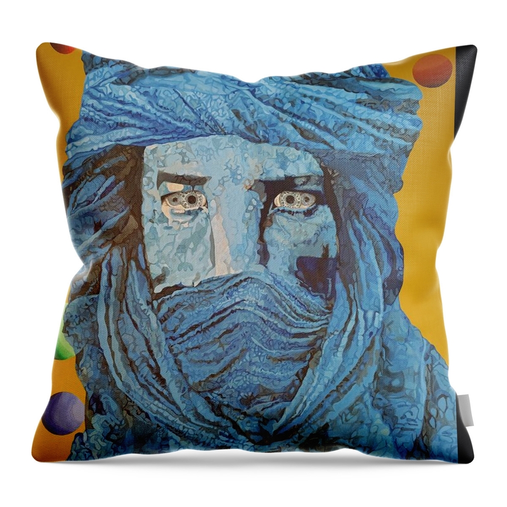 Artistic Blue and Yellow Decorative Pillow